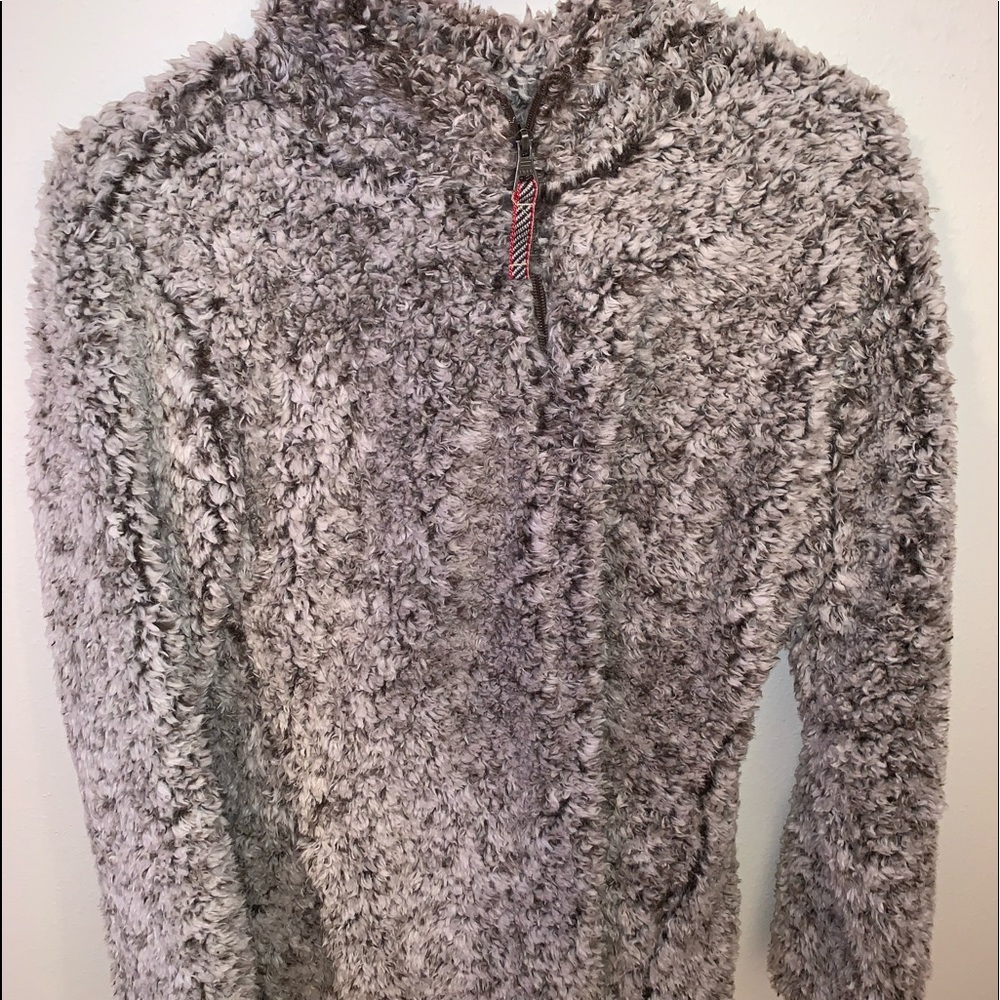 fuzzy jacket half zip